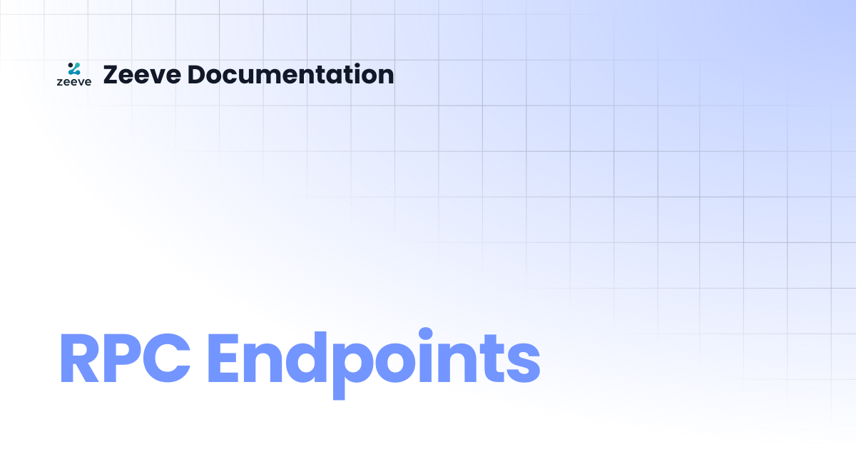 RPC Endpoints | Zeeve Documentation